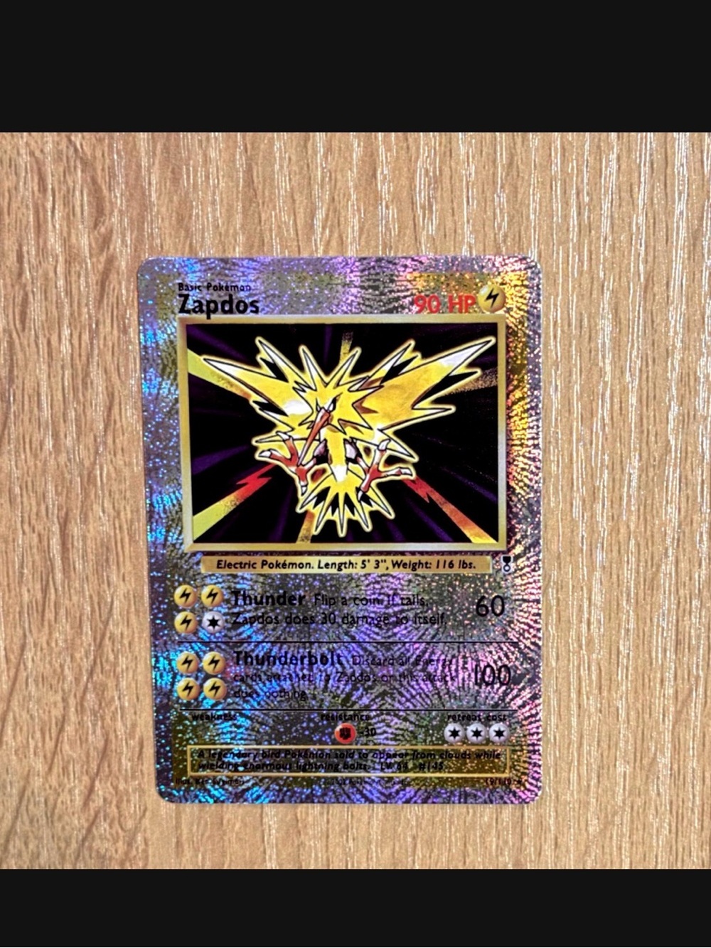 Zapdos legendary collection reverse holo customized card